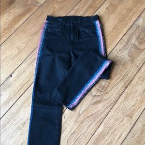 Mother black jeans with jogger stripe down side